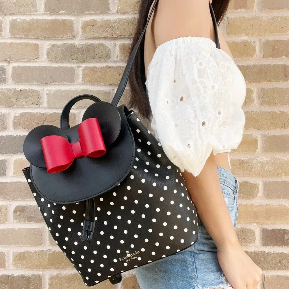 Bundle Kate Spade Drawstring Flap Backpack Black + Wallet - Picture 3 of 13